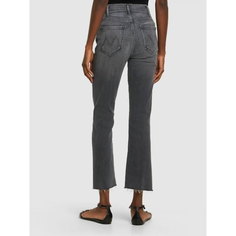 Mother The Hustler Ankle Jeans 25 Barely There Gray High Rise Frayed Hem Denim